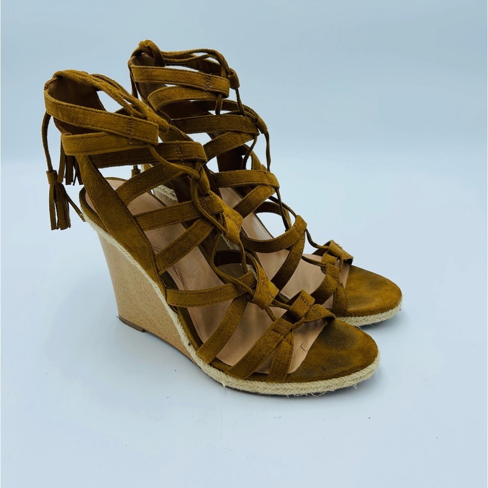 Indigo Rd Medium Brown Multi Strap Tassel Haylei Wedge